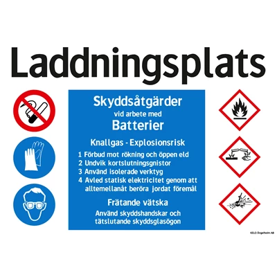 Skylt A3 Plast "Laddningsplats skyddsåtgärder"